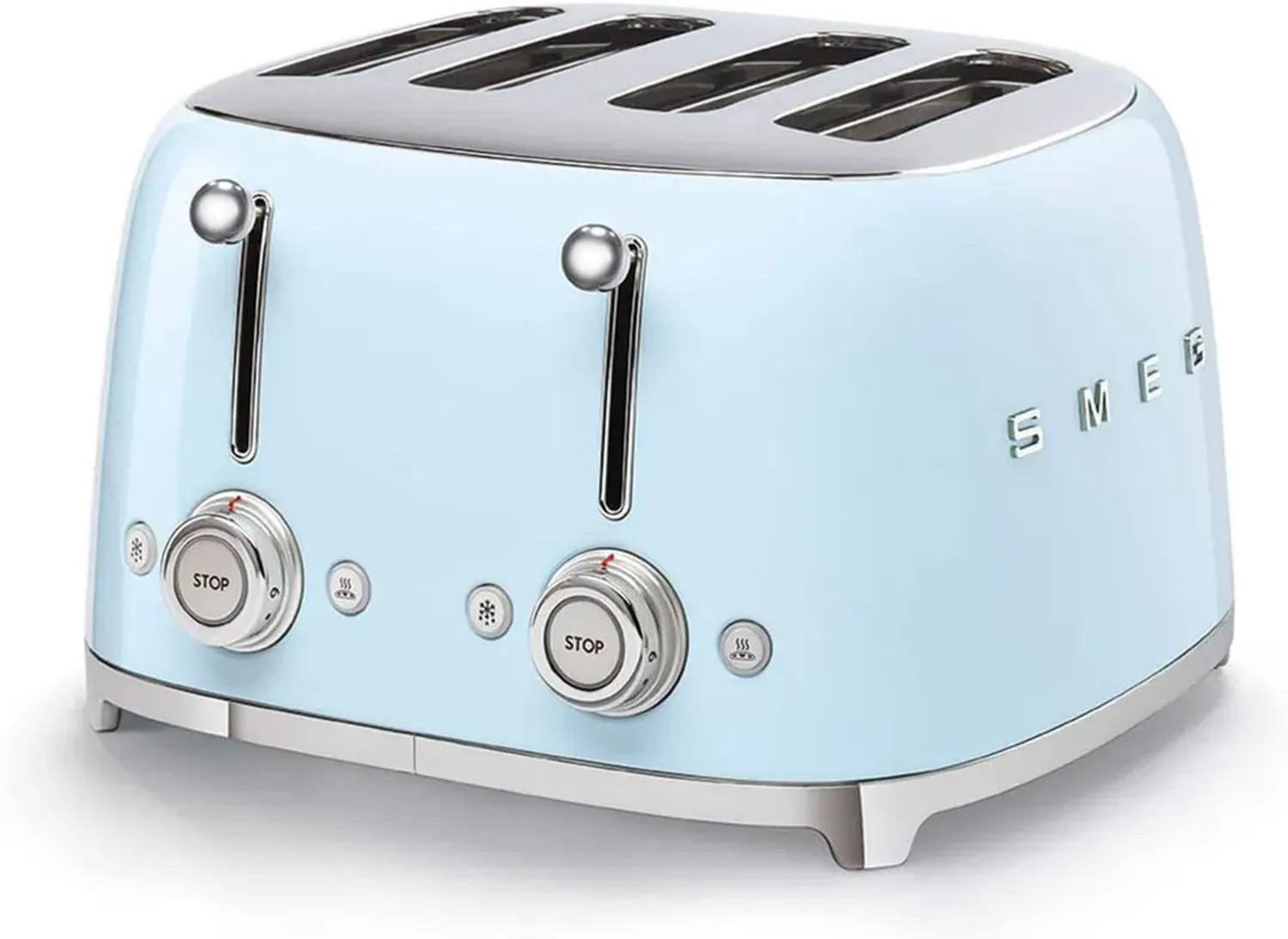 Smeg Grille-pain 4 Tranches, Large Fentes, Multiples Fonctions, Bleu Pastel