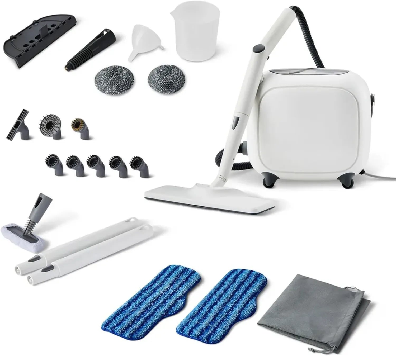 Nettoyeur à Vapeur Multifonction 1500W, Réservoir 1,5L, 22 Accessoires, Blanc
