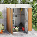 Cabanon de Jardin Métallique avec Portes Doubles en Acier Galvanisé - 161x89x161 cm, Couleur Marron