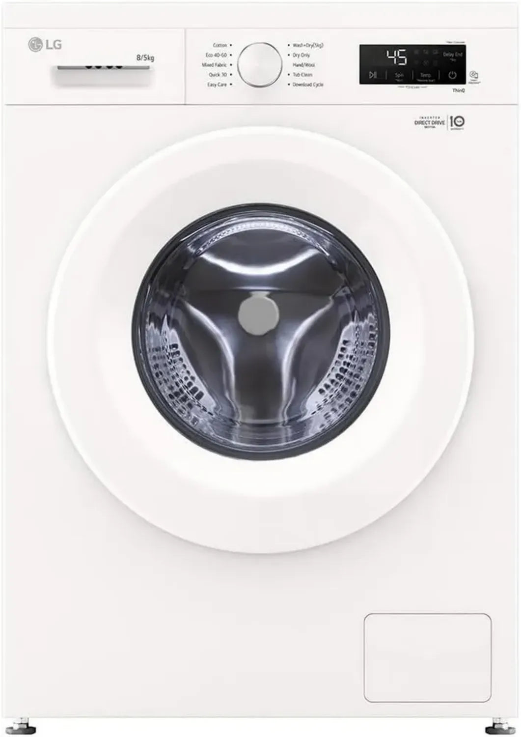 LG Lave-linge W4X1085NWH, 8/5kg, 1400 tr/min, Moteur Inverter Direct Drive, 6 Mouvements, Vapeur, Wi-Fi ThinQ, Blanc, Classe A/E