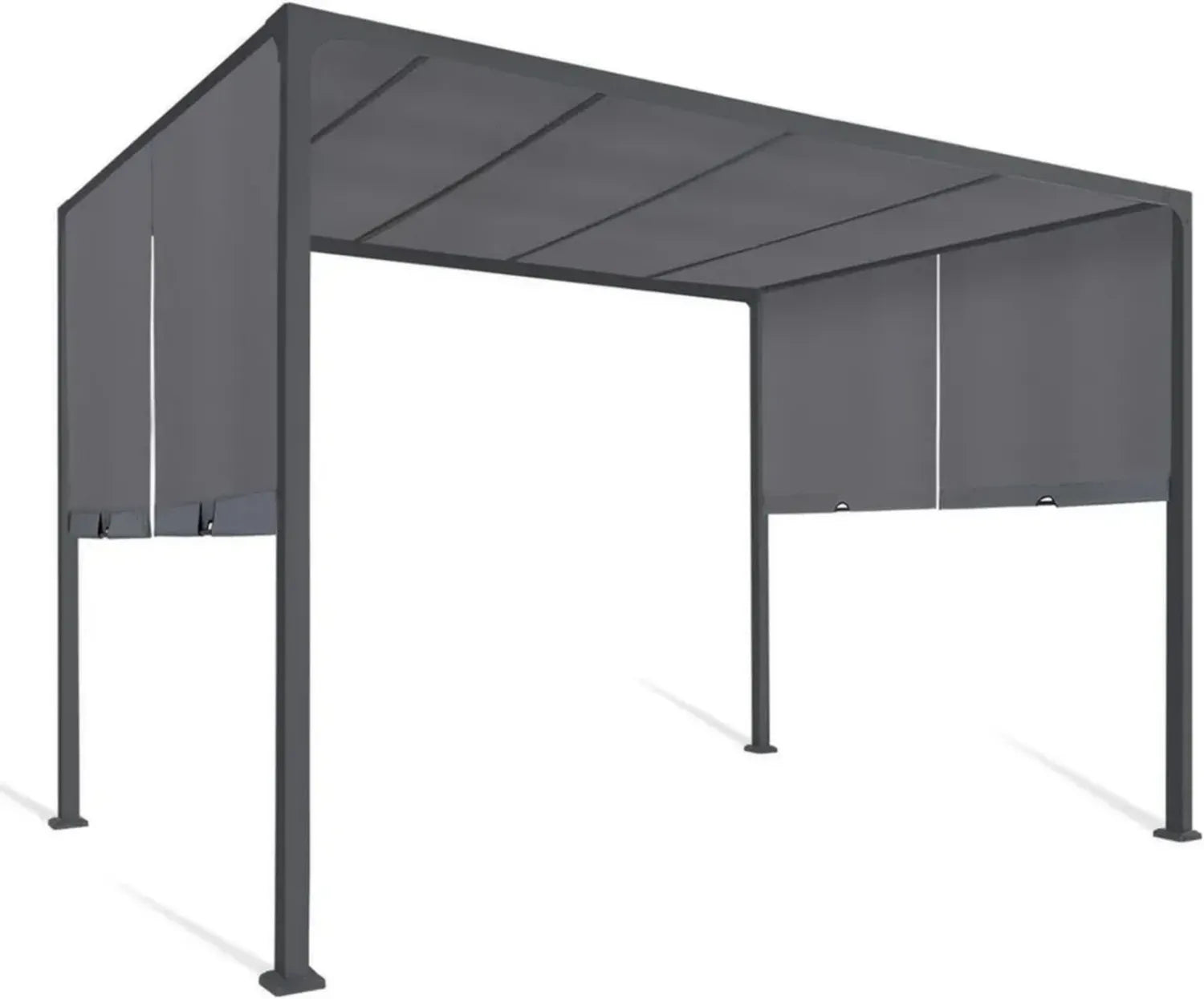 Pergola de Jardin 3x3 M avec Toile Gris Anthracite - Structure Coulissante