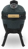 H.Koenig Kamado YOKO13 Barbecue Céramique Japonais 32cm, Multifonction: Grill, Fumoir et Cuisson Lente, Thermomètre Intégré, Jusqu'à 450°C, Pour 2 Personnes, Noir
