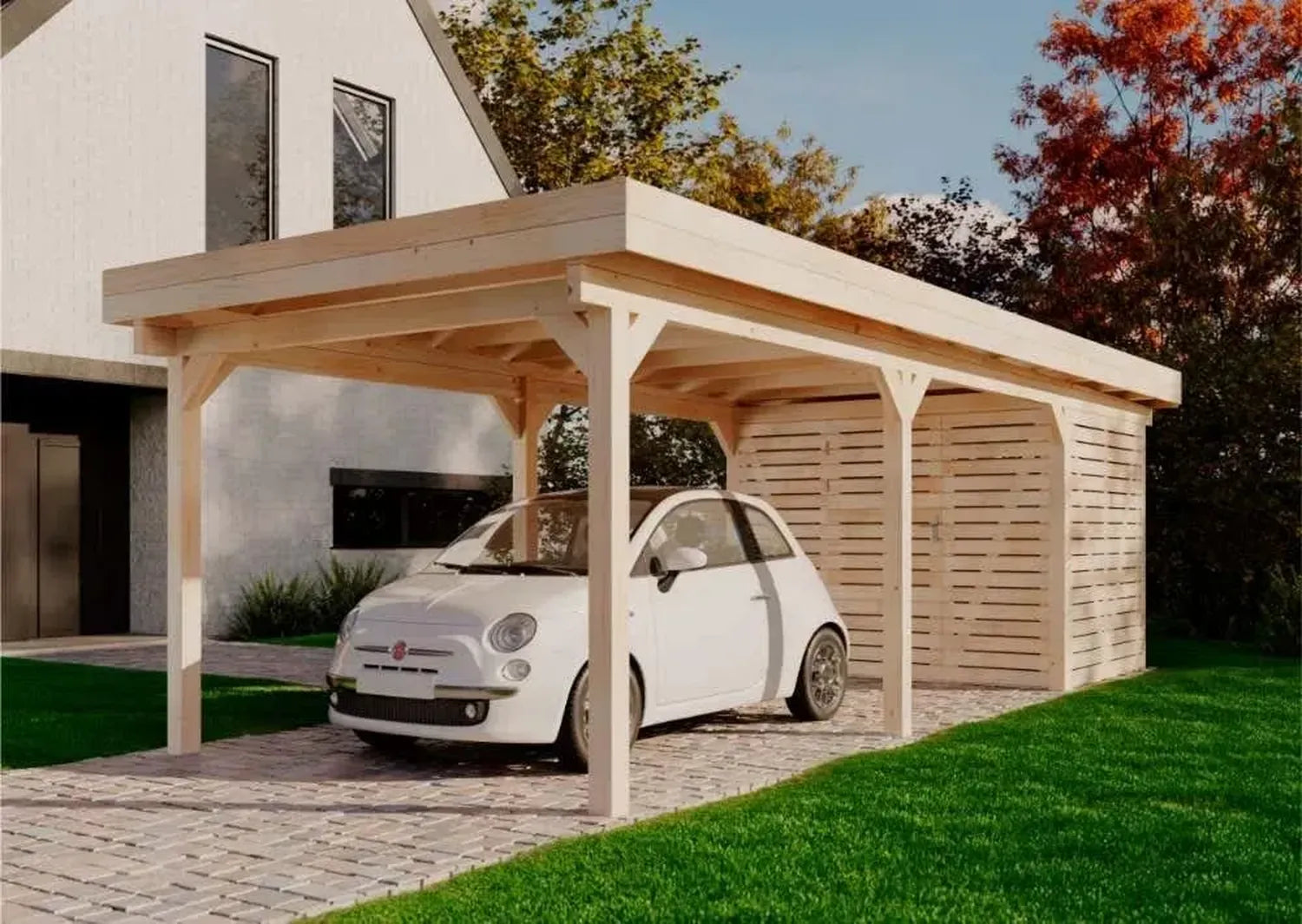 Abri Voiture en Bois Freya de Alpholz avec Toit Plat