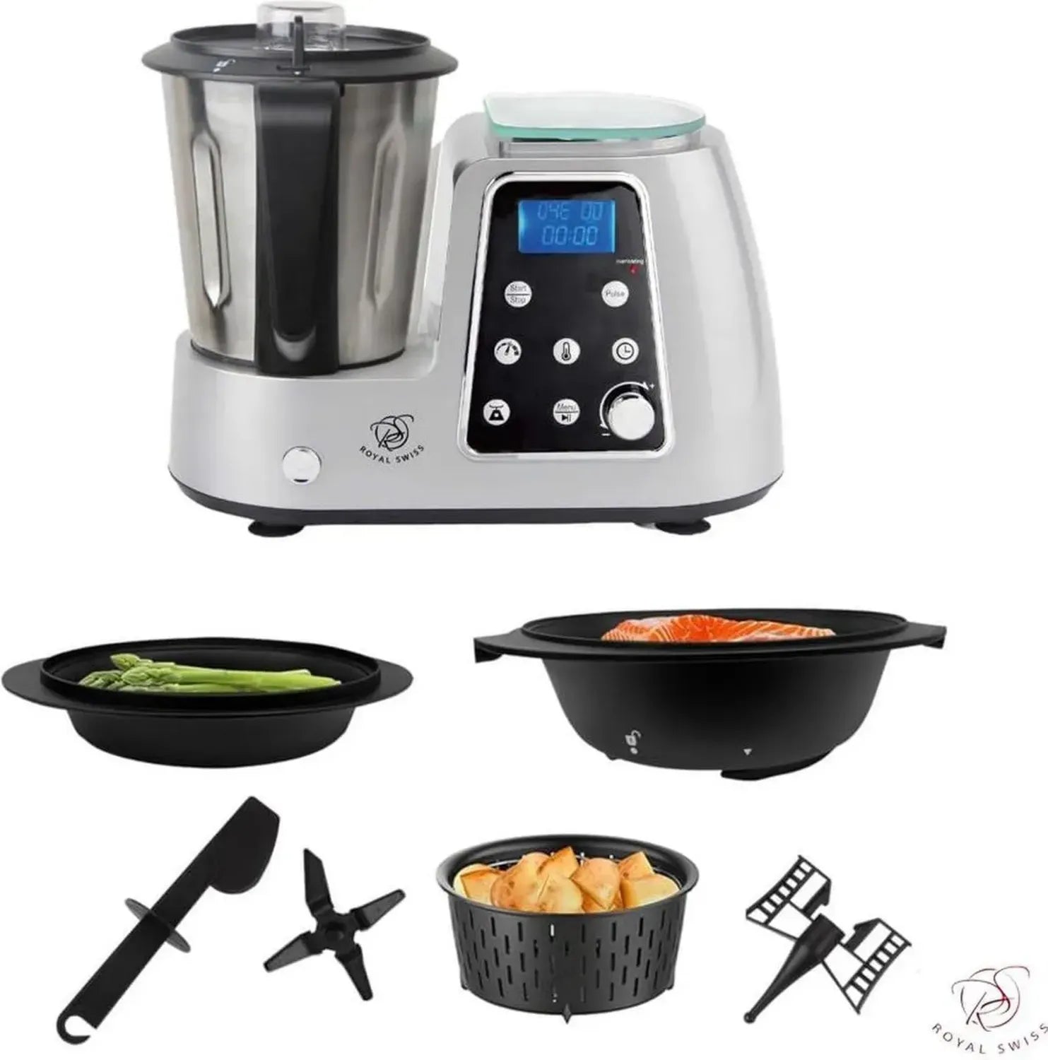 Robot de Cuisine Multifonction 1800W avec Écran LCD et Bol Inox 2,5L
