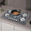 Table de cuisson à gaz en verre, 5 foyers, encastrable, sécurité flammes, économie d'énergie, réglage facile