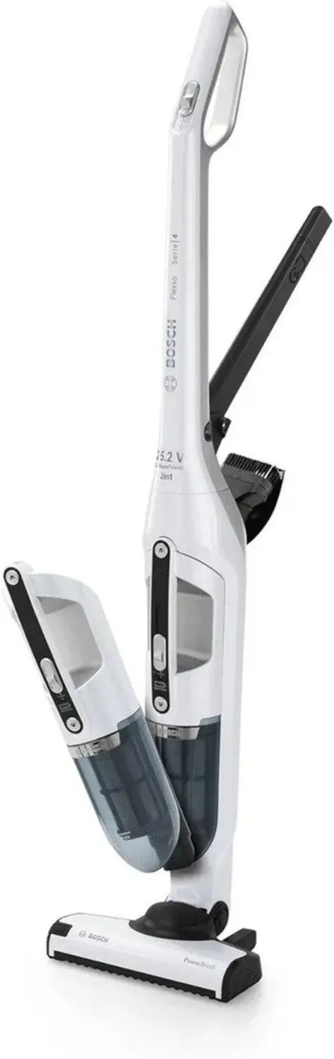 Bosch Flexxo 25,2V - Aspirateur sans Fil 2-en-1, Balai et Main, 55 Min d'Autonomie, Technologie Lithium-ION, Blanc