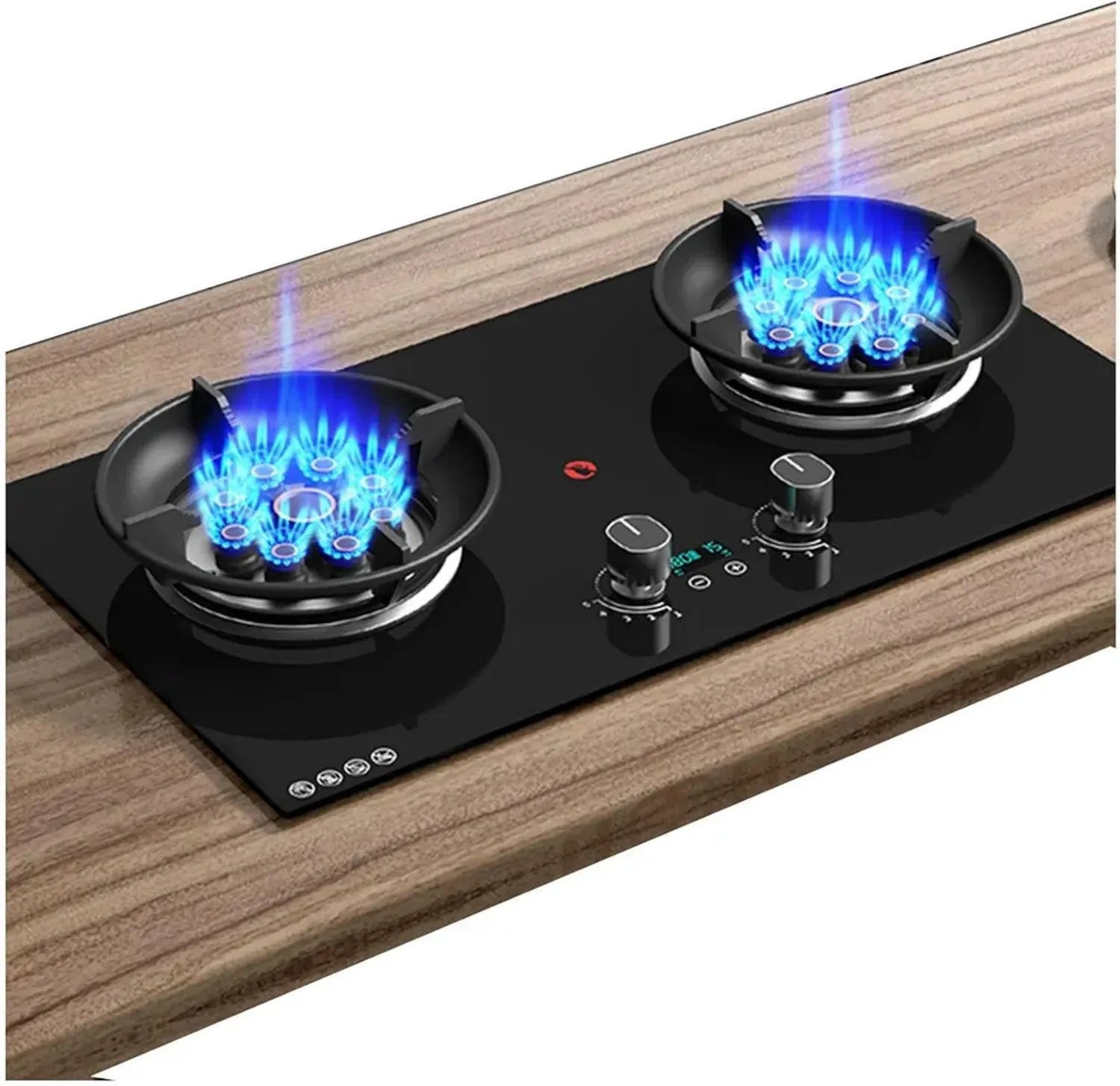 Plaque de Cuisson à Gaz 2 Feux avec Minuterie 180 Minutes et Sécurité Anti-extinction