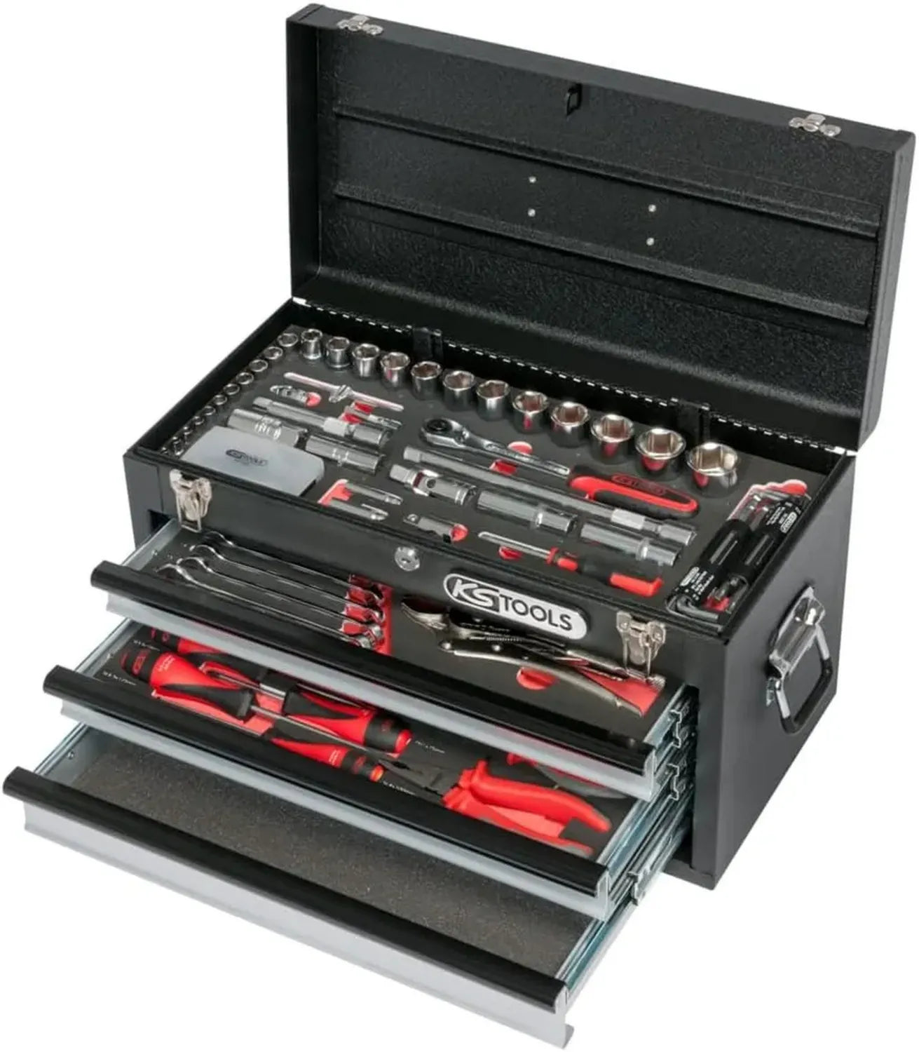 Coffre à Outils KS Tools ULTIMATE 3 Tiroirs, Plateau, 114 Pièces - Noir