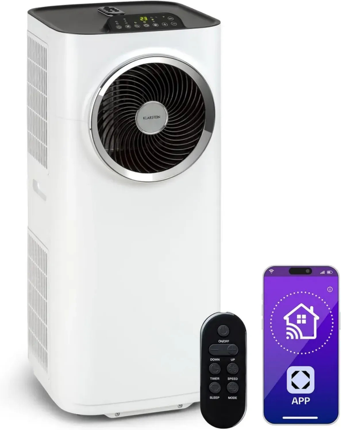 Klarstein Climatisation Portable Intelligente 5 en 1, Purificateur et Désodorisant, Déshumidificateur Silencieux, Mode Économie d'Énergie, 12K BTU