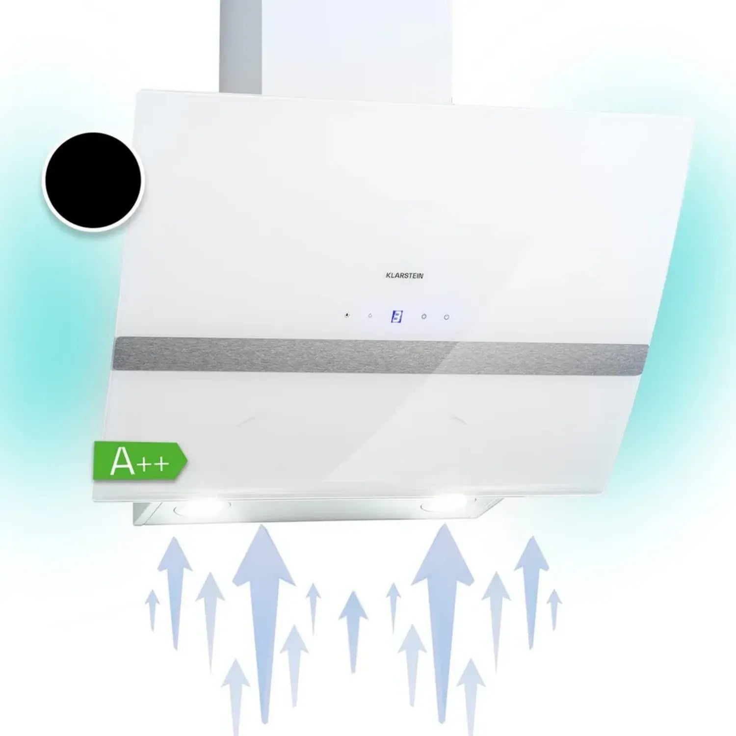 Klarstein Clara Hotte Aspirante 60 cm, Modèle Incliné, Filtre Aluminium, Débit d'Air 509 m³/h, Éclairage LED, Classe Énergétique A