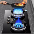 Plaque de Cuisson Gaz Verre Trempé - Double Feux avec Minuterie Intelligente et Sécurité Avancée