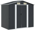 Cabane de jardin en métal anthracite 204x132x186 cm avec portes coulissantes et ventilation, structure en acier galvanisé
