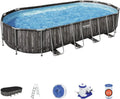 Piscine Hors Sol Ovale Power Steel™ Décor Bois 732 x 366 x 122 cm - Bestway