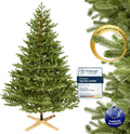 Arbre de Noël Artificiel 210 cm, Épicéa Moulé par Injection avec Support en Bois FSC
