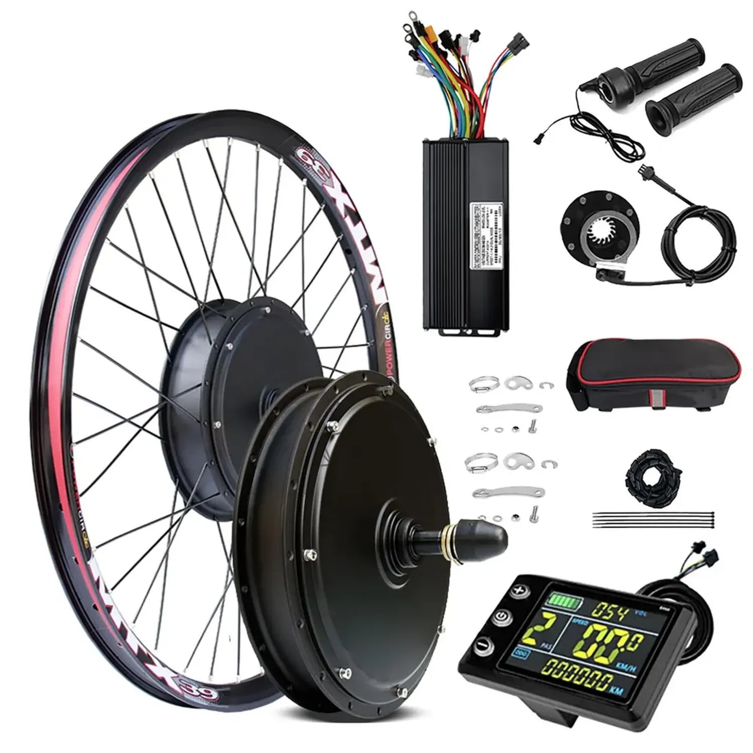 Ensemble de Conversion Vélo Électrique 52V 2000W - Moteur Arrière 135-142 mm, Écran Couleur S866, Contrôleur 45A, 3 Modes, Route/VTT, 26'