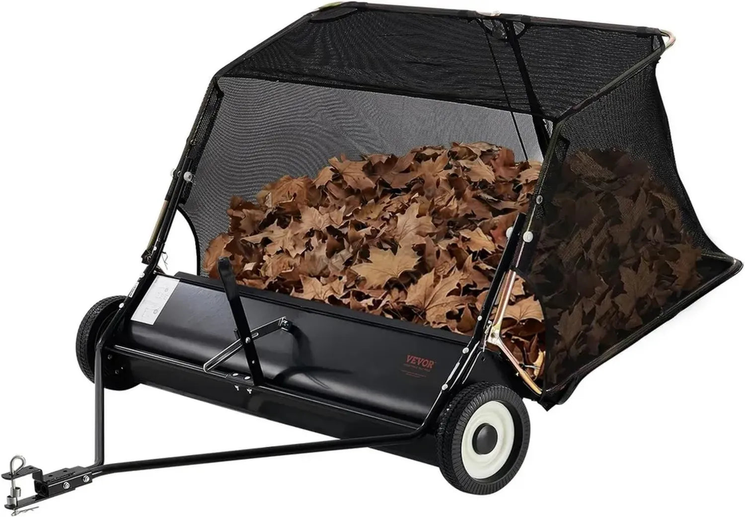 VEVOR Balayeuse à Gazon 132 cm, Capacité 566L, Hauteur Ajustable
