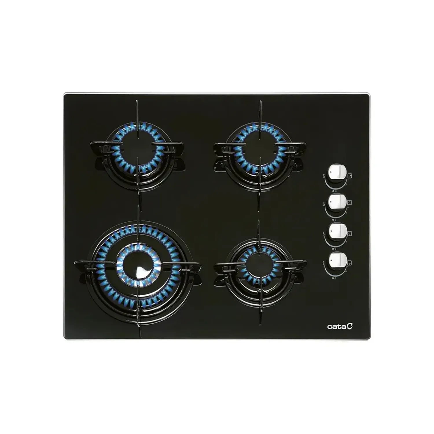 Plaque de cuisson à gaz CATA CIB 6031 BK, 4 brûleurs, triple couronne, 59 cm, 8 kW, émaillée
