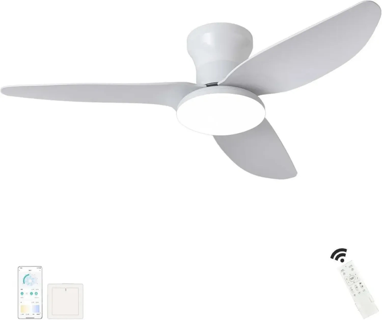 Ventilateur Plafond LED Silencieux avec Télécommande, 6 Vitesses et Réversible, Lumière Dimmable Intelligente pour Salon et Chambre