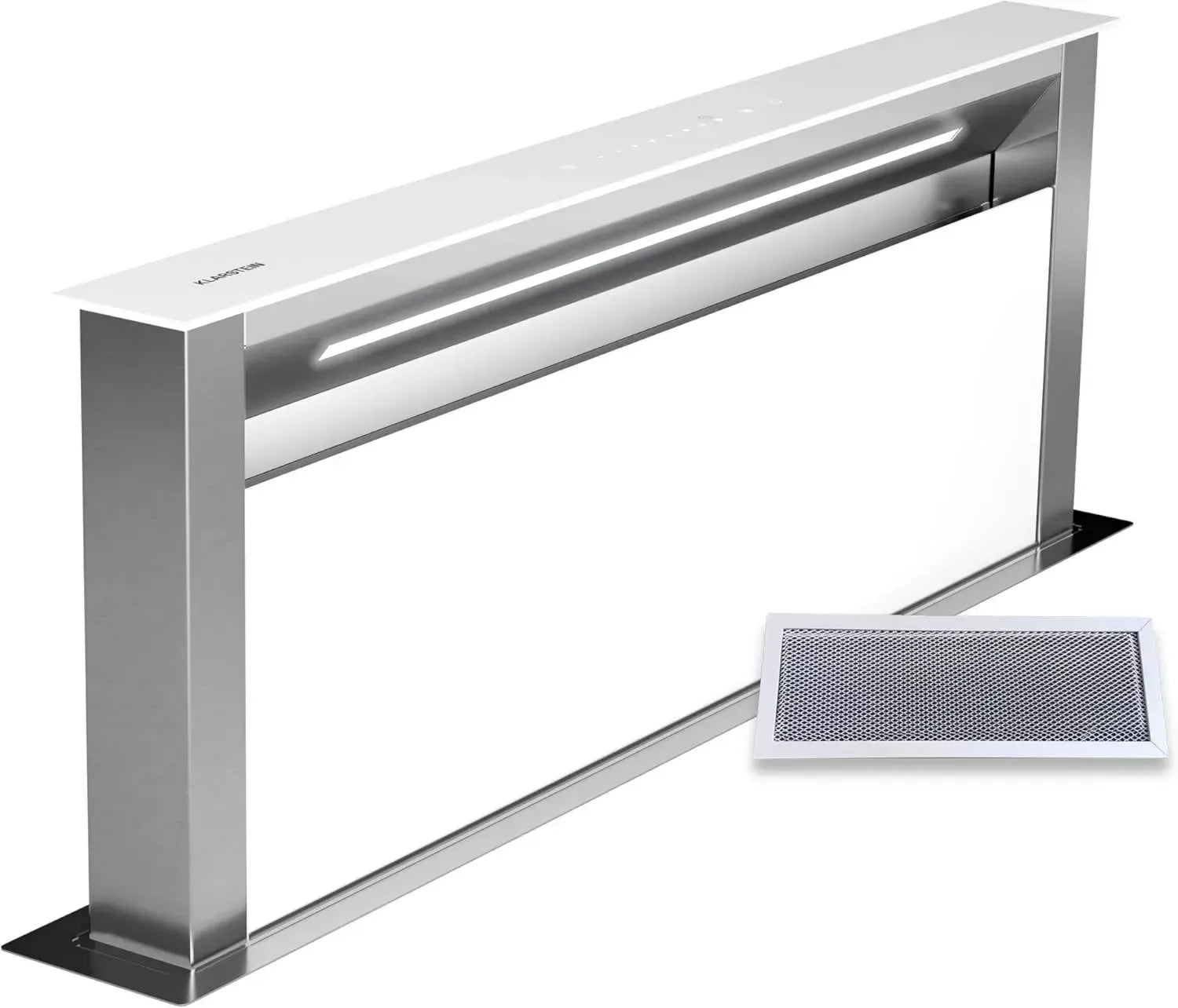 Klarstein Royal Flush Eco Hotte Encastrable Silencieuse - A++ Énergie, 720 m³/h, Commande Tactile, LED Blanc Froid, Inox & Verre Design