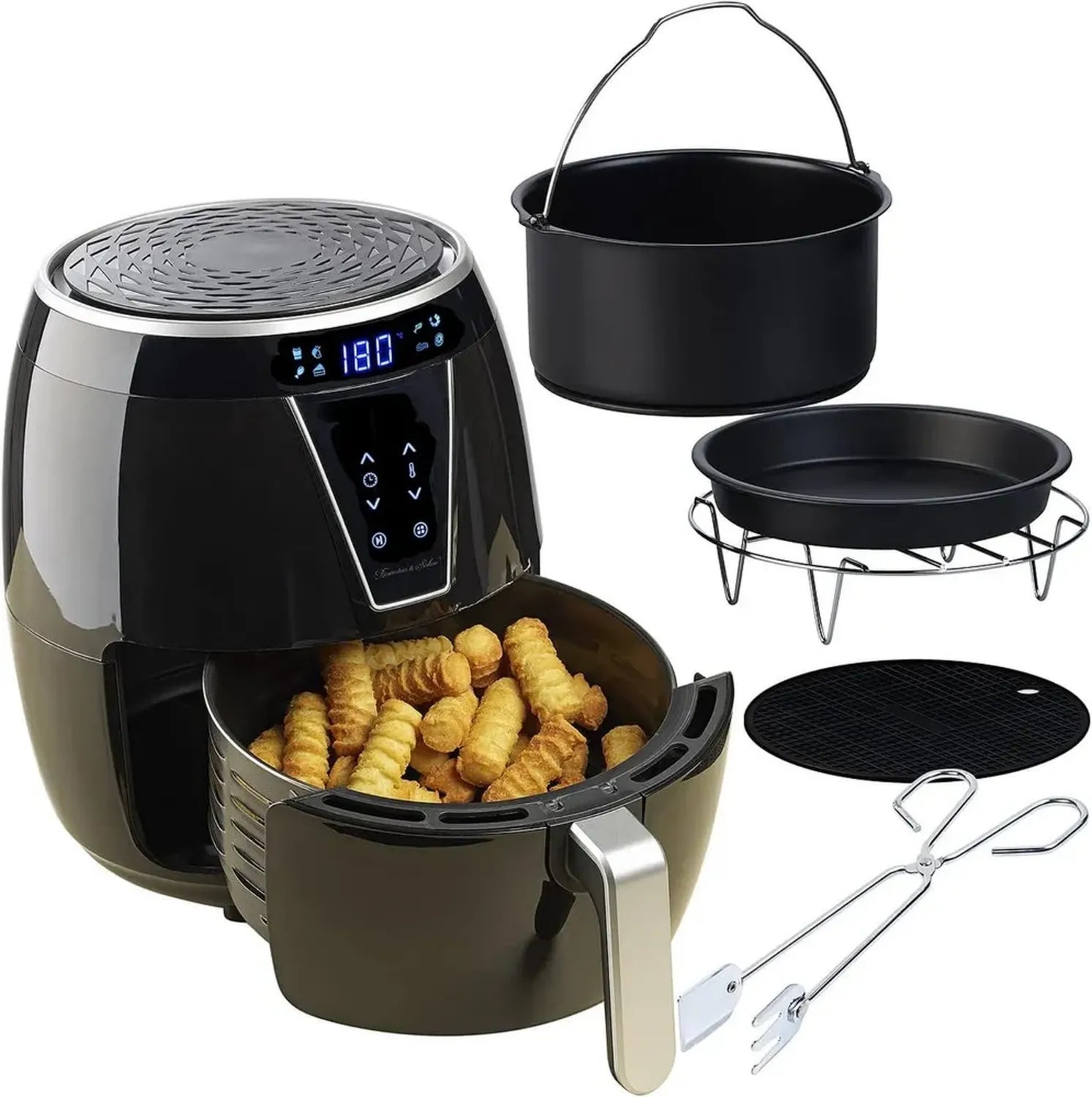 Friteuse à air chaud polyvalente avec accessoires de cuisson, capacité 4,5 L